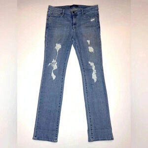 DSTLD Women’s Cigarette Mid Rise Distressed Jeans Size- 29